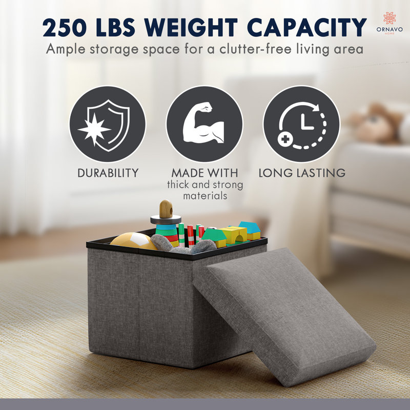 Laurea Upholstered Ottoman, Dark Gray