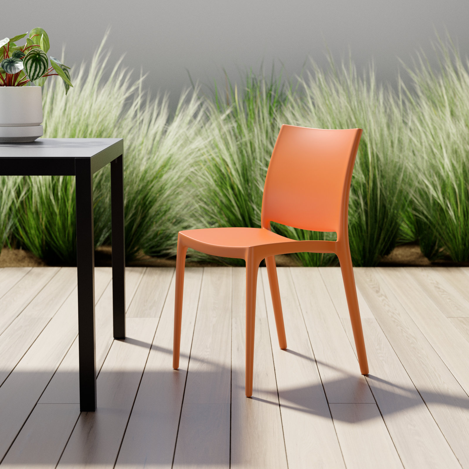 Burt Stackable Patio Side Chair, Orange