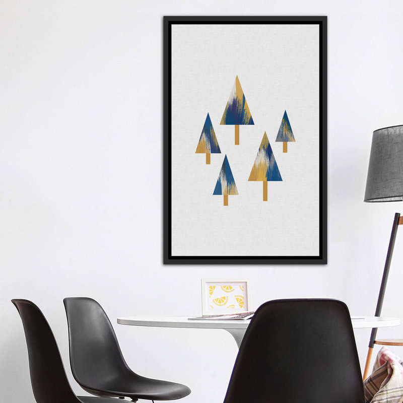 «Trees» par Orara - impression d'art graphique, Pas de tapis, H 60 po x l 40po x P 1,5 po, Toile avec cadre noir
