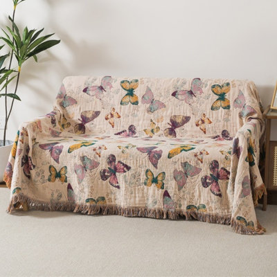 Jeté en coton tissé jacquard Butterfly