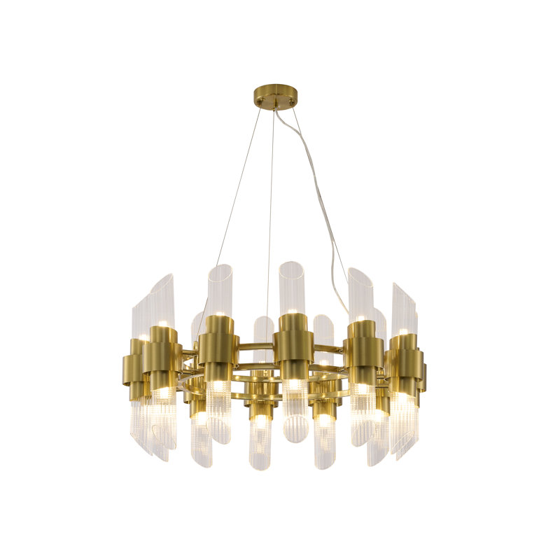 Lustre transitionnel en verre satiné 24 lumières