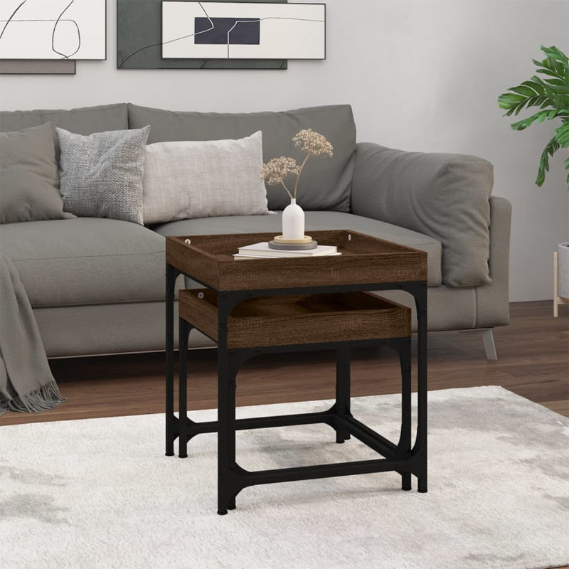 Bilbrey Frame Nesting Tables, Brown Oak