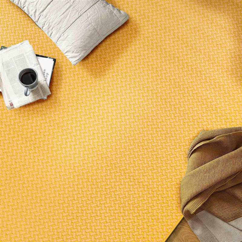Tapis intérieur / extérieur jaune paille rectangulaire en plastique tissé à la machine de couleur oriza