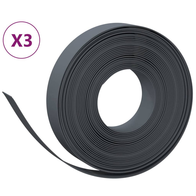Artsiom Polyethylene Plastic Lawn Edging, Grey, 10cm H x 100cm W