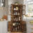Tall Corner Cabinet, Farmhouse Corner Storage Cabinet with Glass Door & Adjustable Shelves for Living Room, Kitchen & Bathroom-1693021111