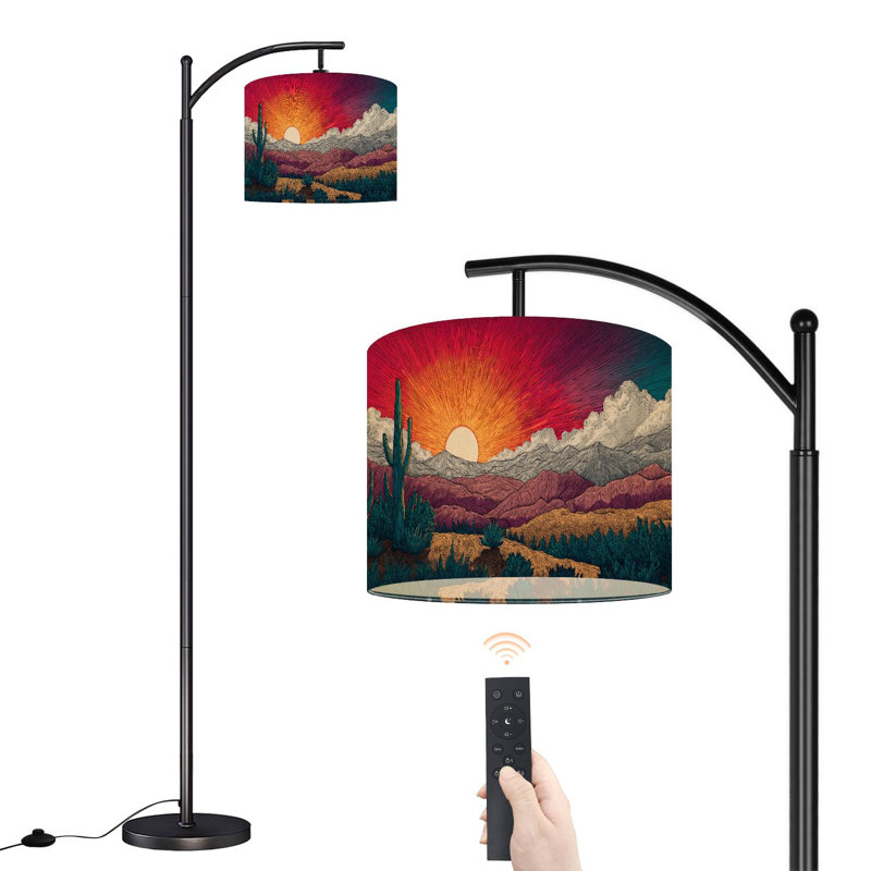 Lampe sur pied à arc avec abat-jour réglable Cactus à cordes, paysage désertique de l'Arizona, lampe sur pied Boho Western