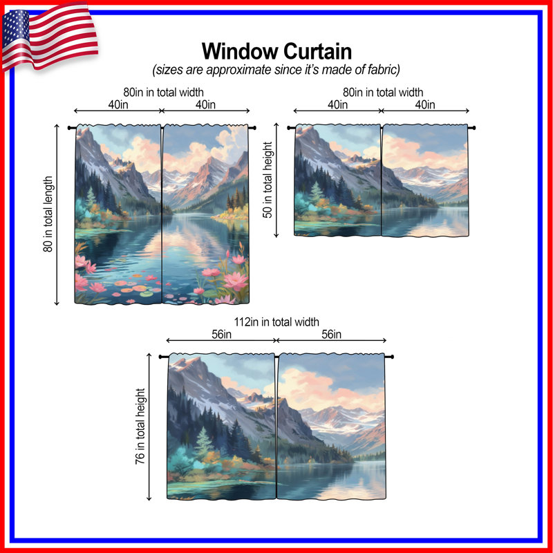 Rideaux de fenêtre Mountain Lake, 56 po x 76 po - 2 panneaux, Transparent