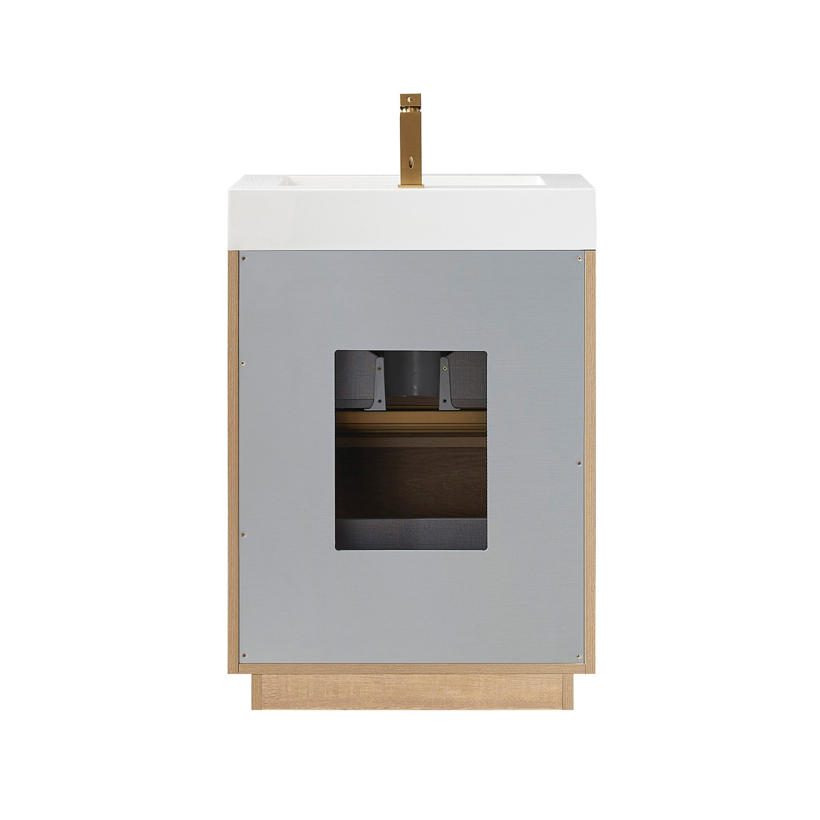 Beira 24'' Single Bathroom Vanity, North American Oak, White