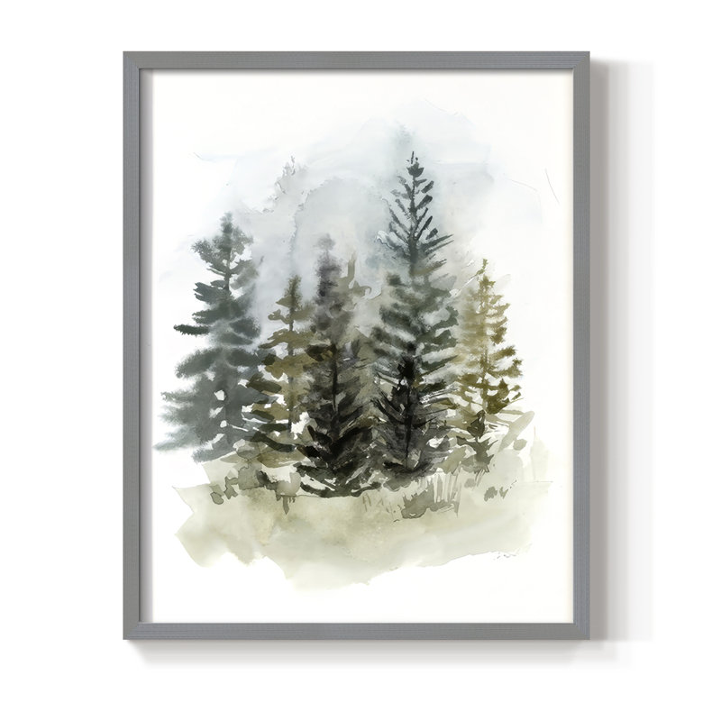 Impression encadrée Washy Treeline II - bois massif, Gris, H 11 po x l 9 po