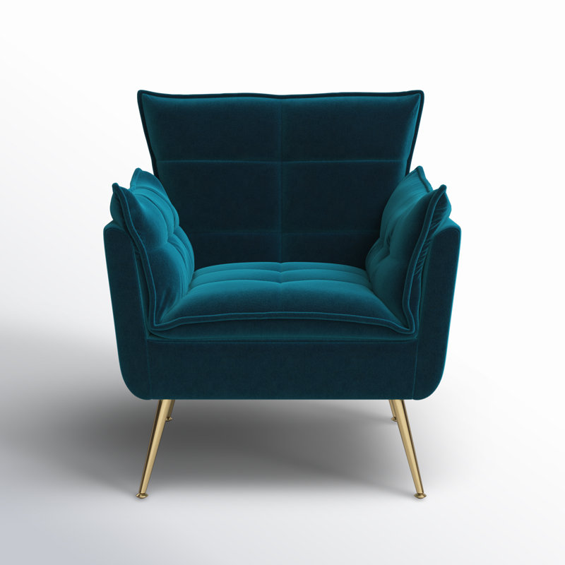 Toulouse Tufted Back Upholstered Armchair, Teal Velvet
