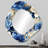 Blue And White Flowers Harmony I - Floral Asymmetrical Decorative Wall Mirror, Blue Unique Shape Large Mirror, Printed Metal Art-107229668