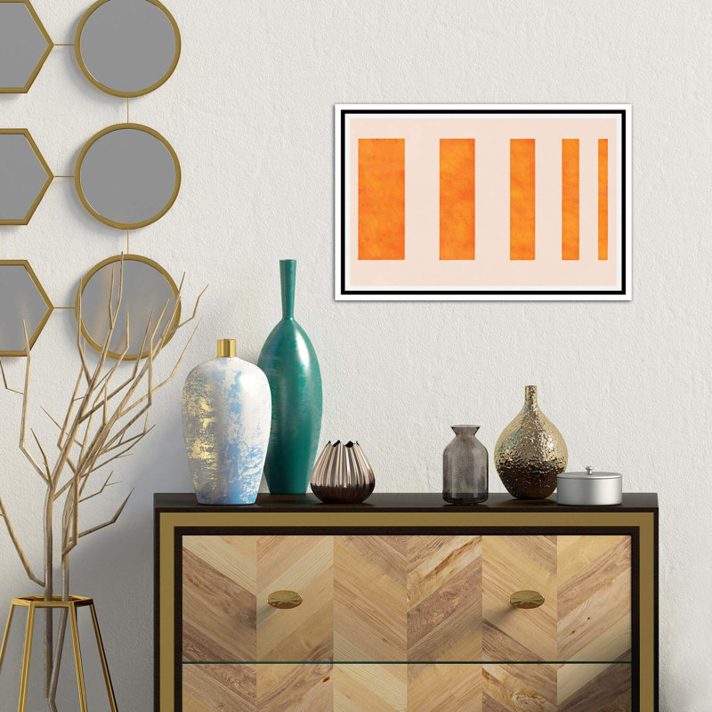 " Orange Levies ", White Framed Canvas, 40" H x 60" W x 1.5" D