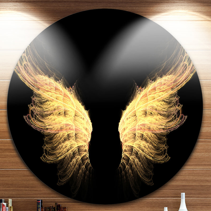 « hell gold ailes », impression sur métal, H 38 po x l 38 po x P 1 po