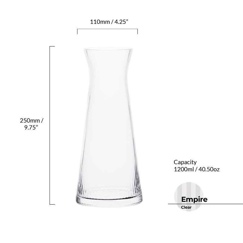 Empire Clear Ribbed Glass Water Carafe 40.5 oz