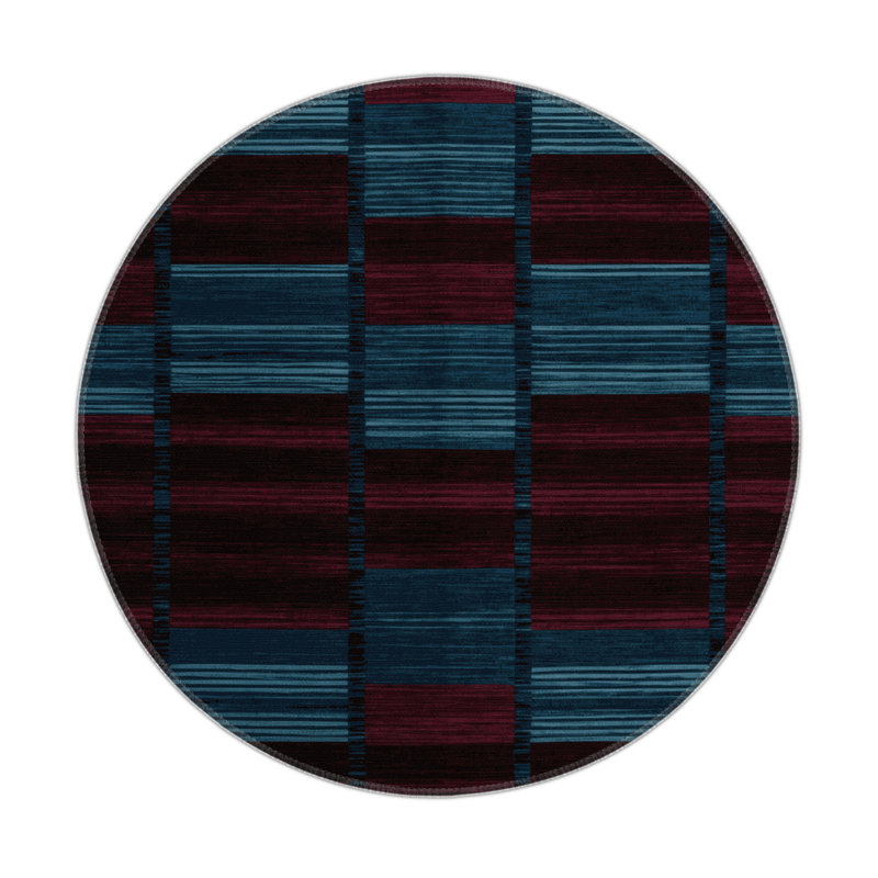 Checkered Red Indoor and Outdoor Area Rug, Round 5'