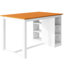 Table de salle à manger en bois massif avec 3 rangements, table à hauteur de comptoir et chaises confortables à dossier en croix