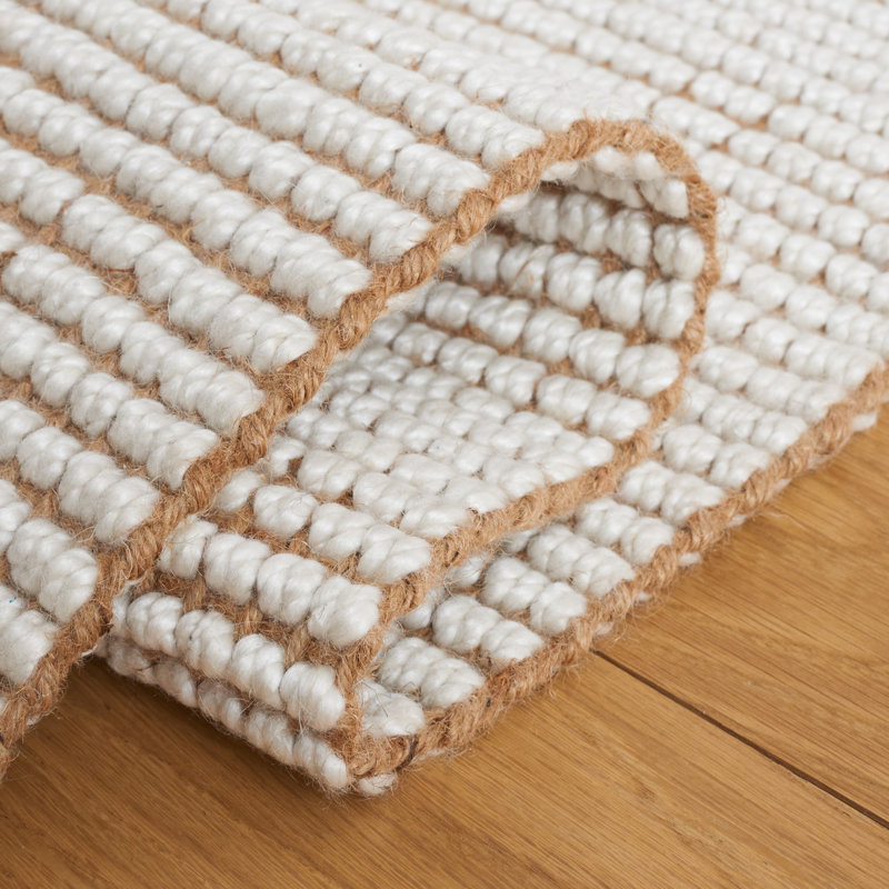 Layth Abstract Handwoven Area Rug in Ivory/Natural, Rectangle 10' x 14'