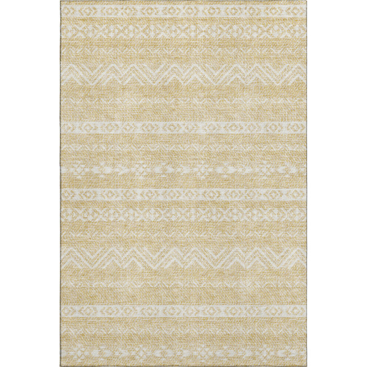 Premium Machine Washable Prisco Gold Rug