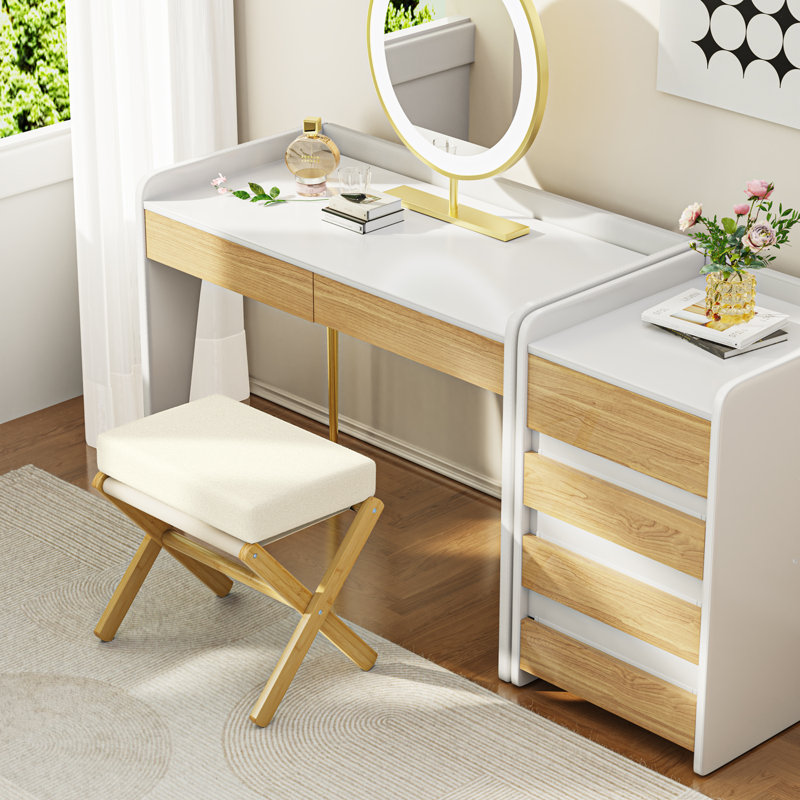 Repose-pieds capitonné rectangulaire standard, Beige, jaune