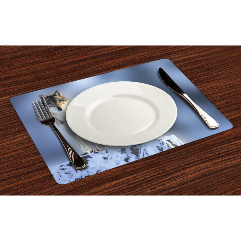 Caudillo Wolf Carnivore Canine in Snow Placemat