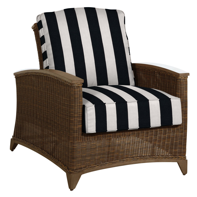 Fauteuil inclinable Astoria tissé - raphia / chêne, Welt, Sunbrella® ‑ Cabana à rayures minuit, Astoria n°90 raffia / chêne