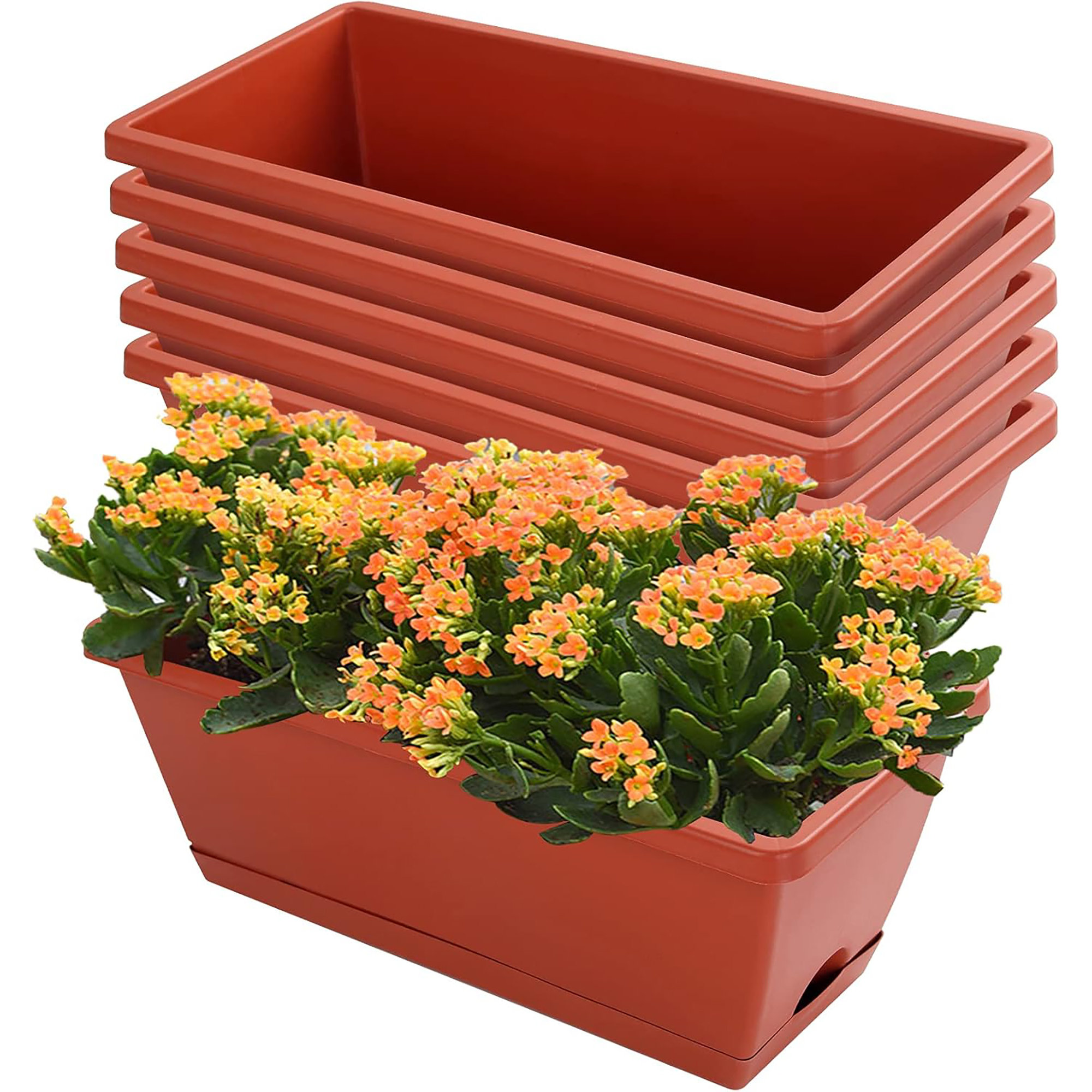 Rectangular Window Box Planter Arlmont & Co. 10 Pack 17 Inch Rectangular Plastic Window Box Planters ...