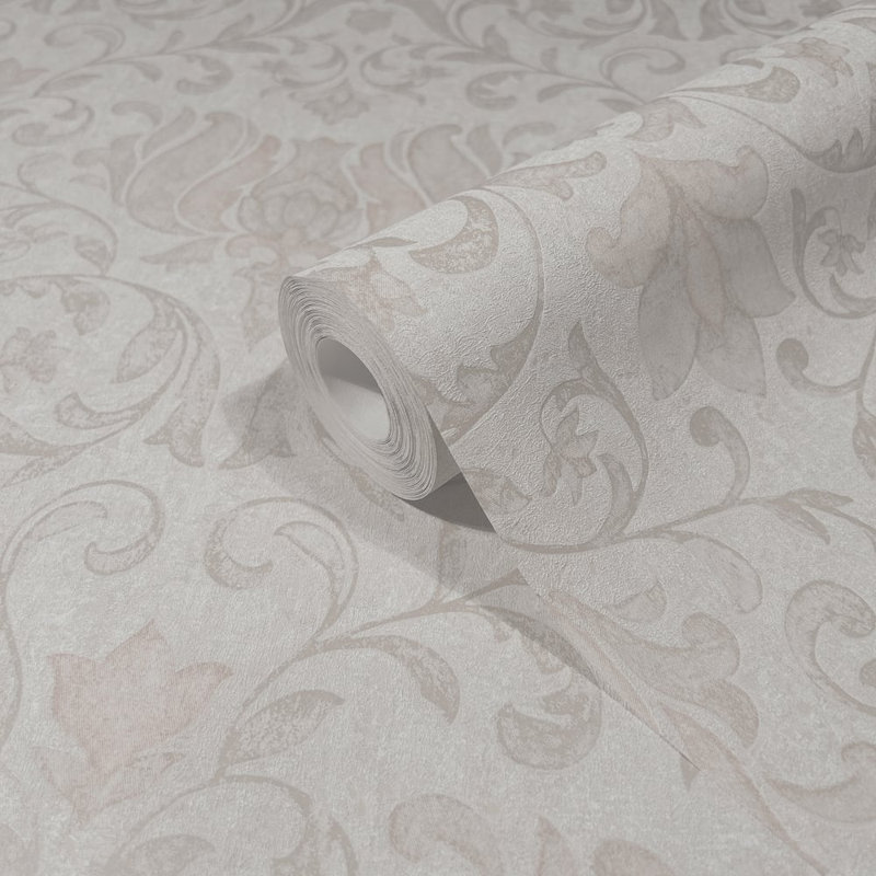 City Romance Collection Floral Damask Wallpaper Roll, Pink