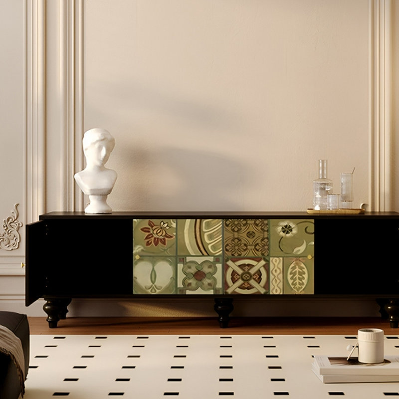 Meuble télé en pin massif de style rétro, H 21,65 po x L 78,74 po x l 15,75 po