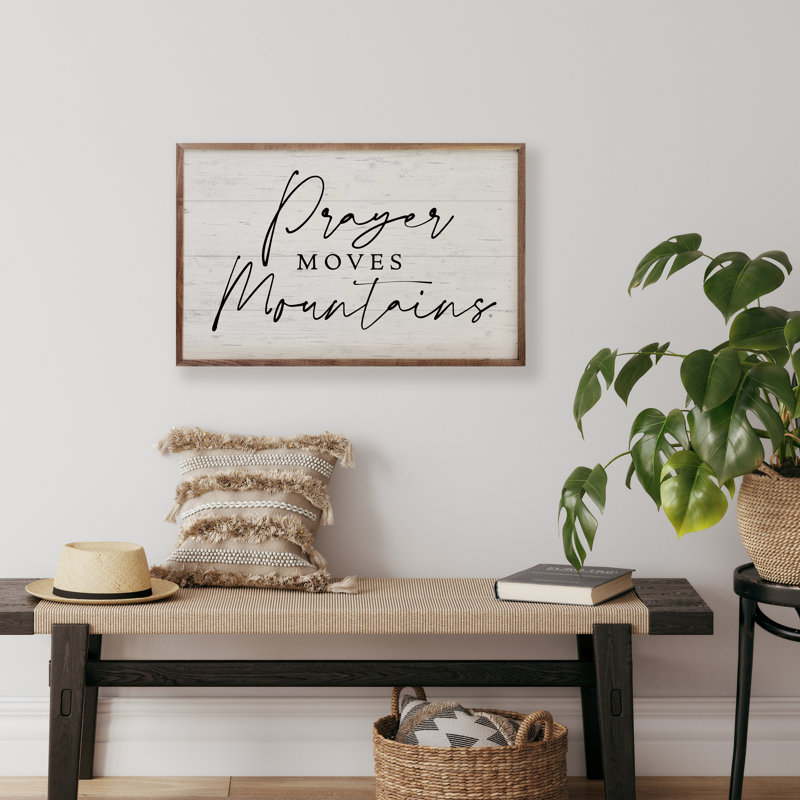 Prayer Moves Mountains Whitewash, L 16 po x H 10 po