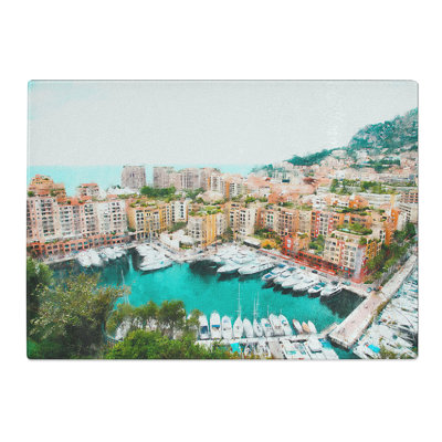 Tempered Glass Yachts in Monte Carlo Monaco Painting Chopping Board