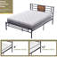 Structure de lit grand format en métal noir avec tête de lit en bois rustique, cadre de lit plateforme industriel de ferme avec support de lattes en métal robuste, aucun sommier requis, sans bruit-1068360877