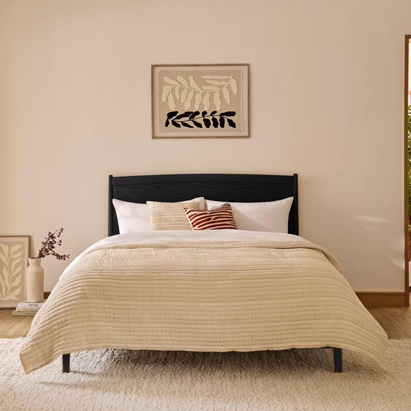 Wooden Bed, European King (160 x 200 cm), Black Oak