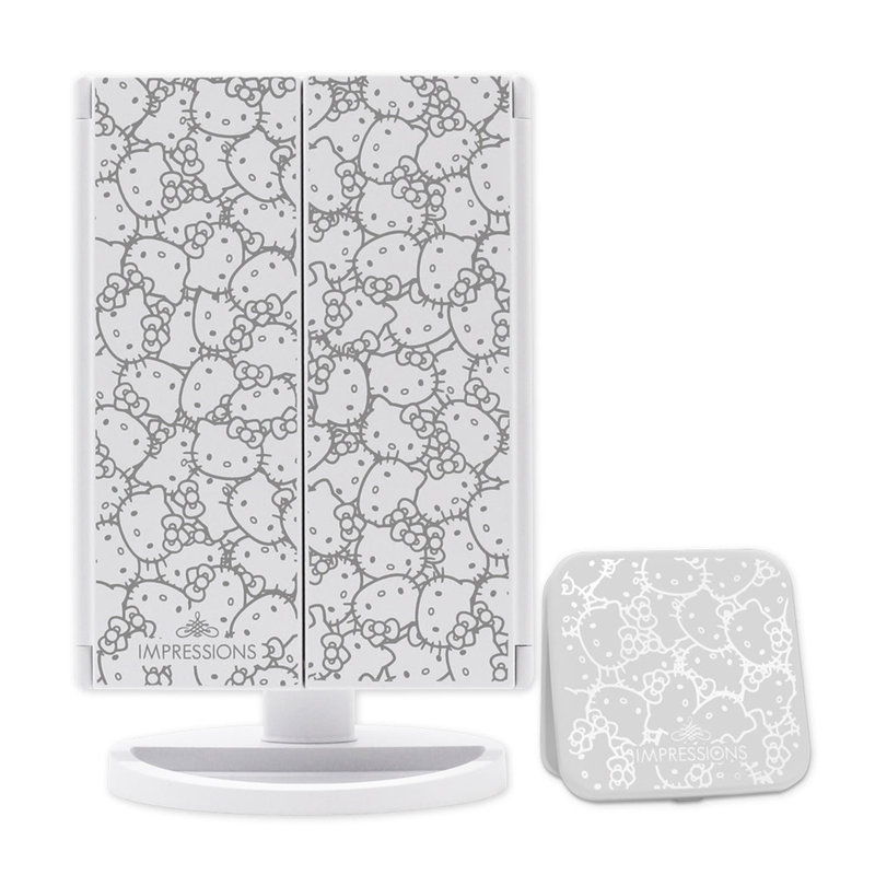 SlayStation Hello Kitty Supercute Trifold Compact Mirror with LED Lights Magnification, Touch Screen