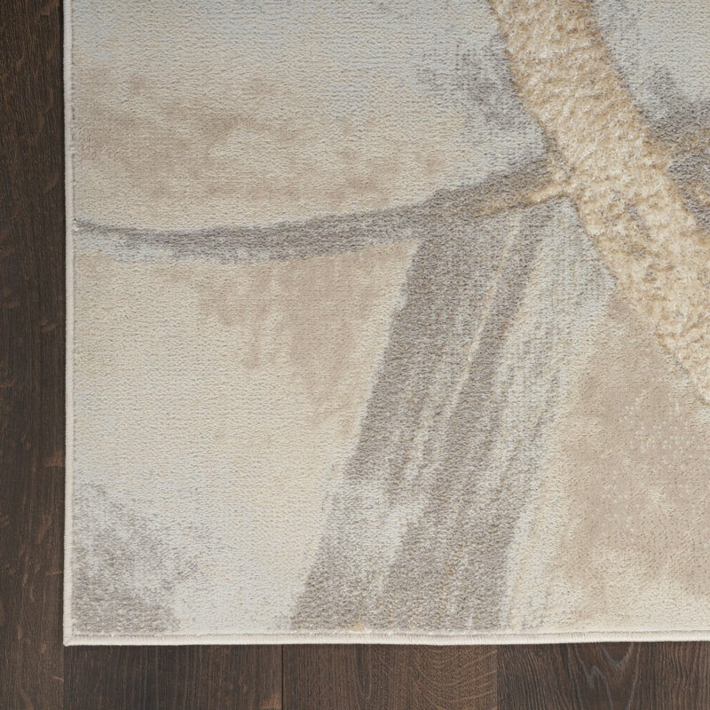 Cianne Abstract Machine Woven Polypropylene/Polyester Area Rug in Beige, Rectangle 3'3" x 5'