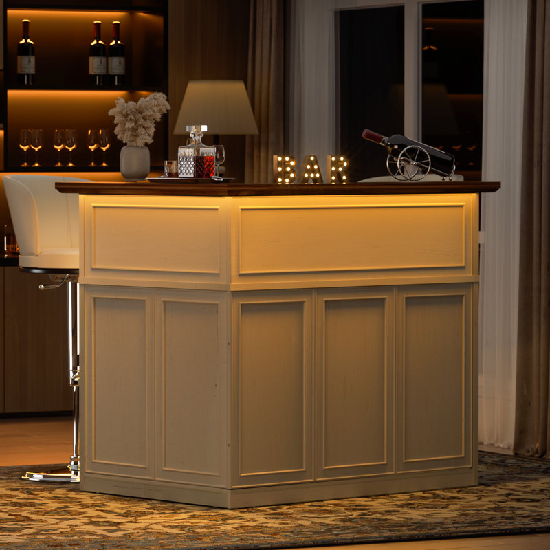 Unité de bar en forme de L, armoire de bar d'angle à 4 niveaux avec grand espace de rangement, bureau de réception d'armoire à vin pour pub à domicile