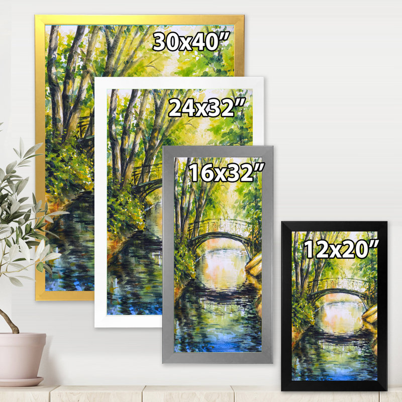 «Bridge Over Troubled Water In Forest Park», reproduction d'art sur toile, H 32 po x l 16 po x P 1 po, Argent