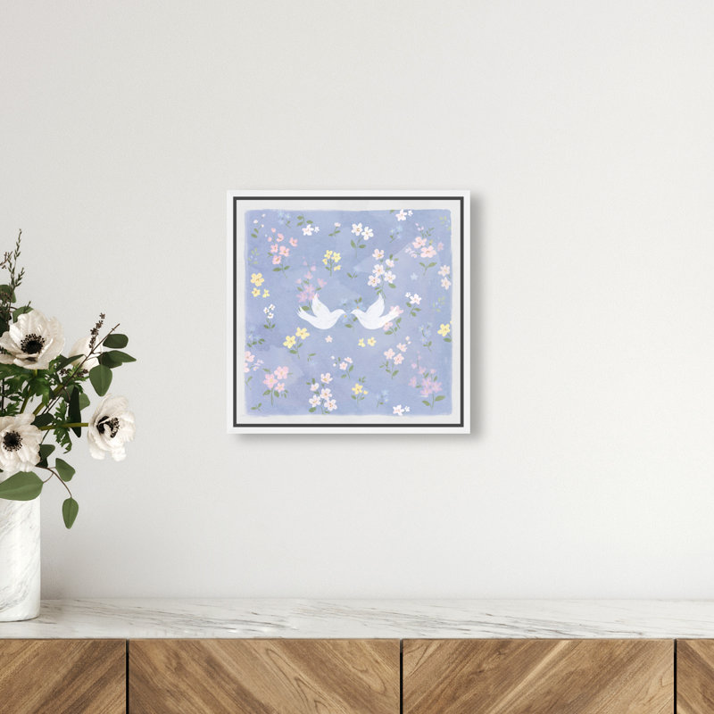 Love Doves Print by Oliver Gal, 13"H x 13"W, White Floater Frame