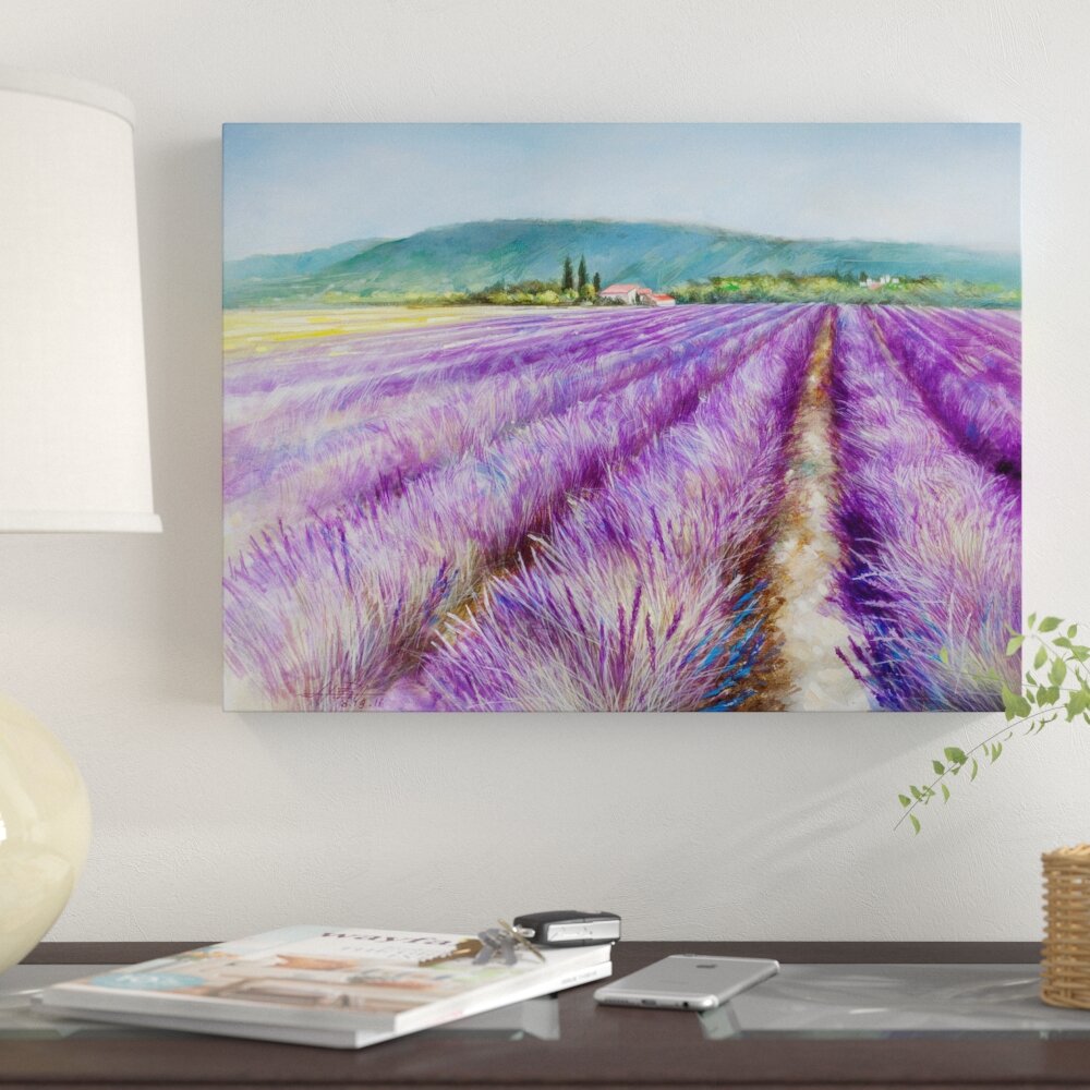 Fleur De Lis Living Lavender 3 On Canvas by Li Bo Print | Wayfair