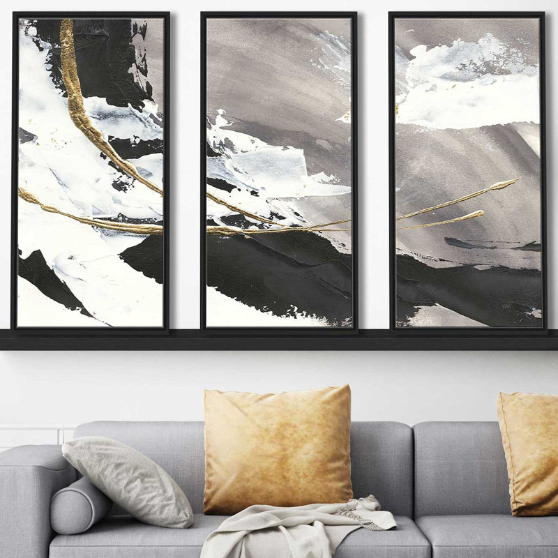 « Dorées arcs I », ensemble de 3 reproductions sur toiles encadrées, H 33,5 po x l 52,5 po x P 2 po