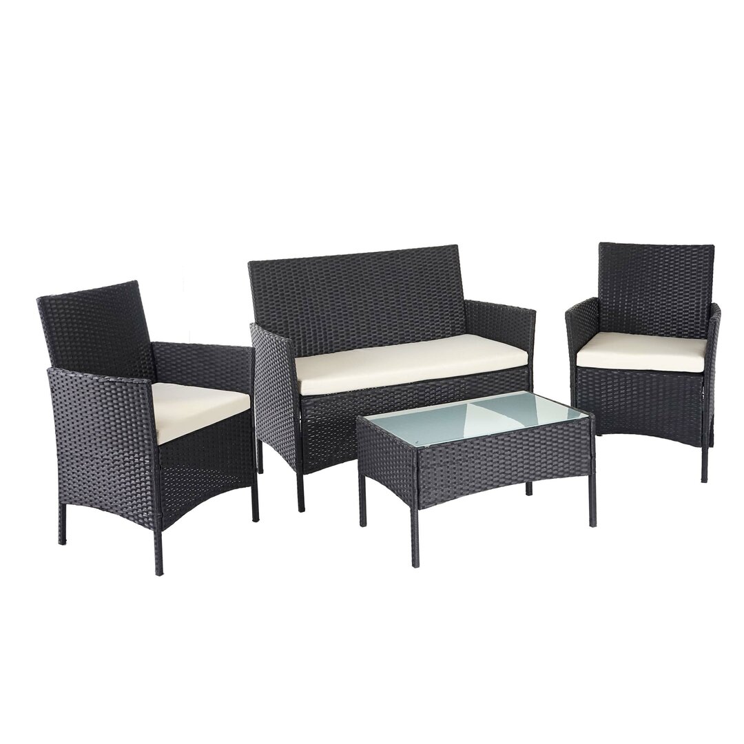 4-Sitzer Lounge-Set Valetta aus Polyrattan mit Polster