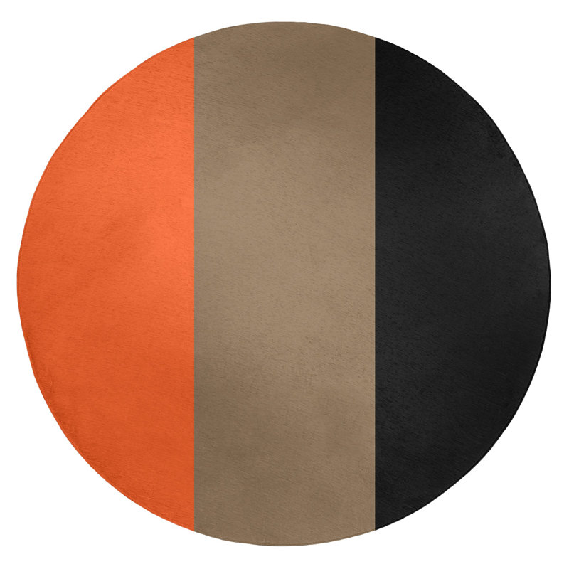 Tapis orange rayé/doré/noir San Francisco, Rond 5 pi