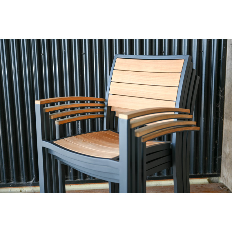 SoHo Teak Aluminum Outdoor Stacking Armchair, Black