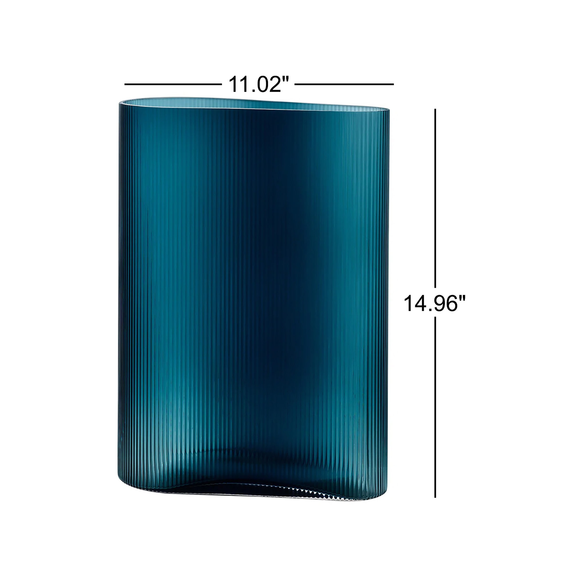 Mist Handmade Lead Free Crystal Table Vase, 14.96" H x 11.02" W x 5.51" D, Petroleum Green