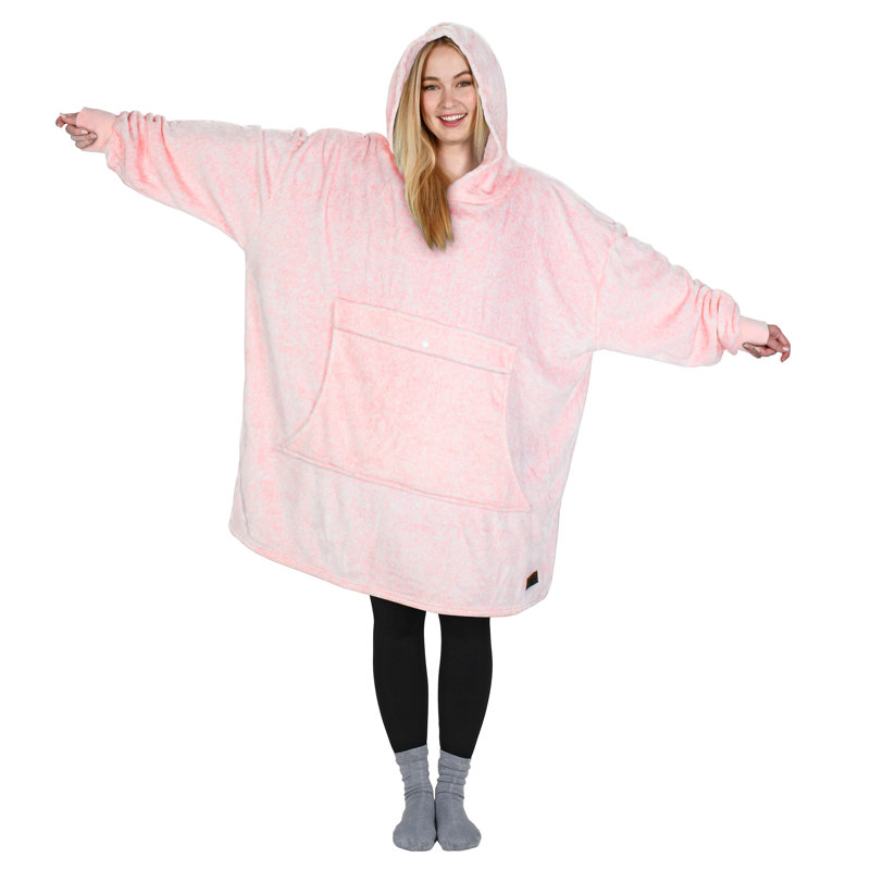 Surdimensionné avec couverture à capuche et molleton, Couleur unie, Rose cendre