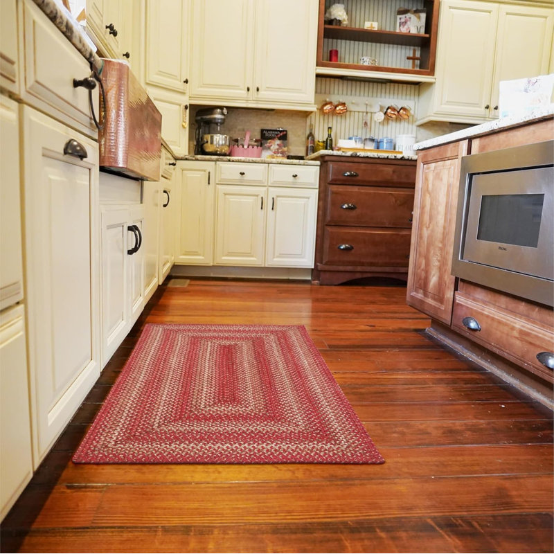 Corrente Braided Jute Reversible Red Rug, Rectangle 1'10" x 6'