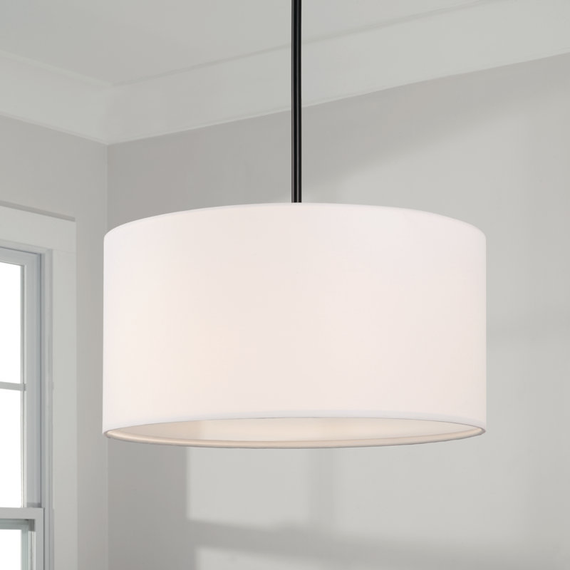 Luminaire suspendu tambour 3 lumières Alan, Noir mat