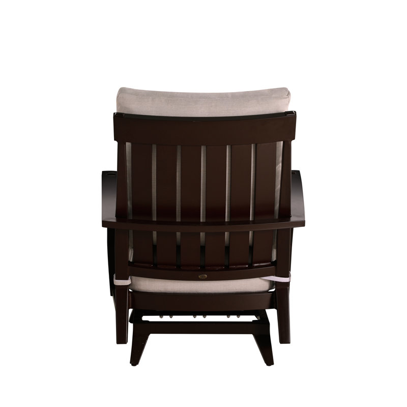 Croquet Patio Chair with Cushions, No Welt + Standard Fill, Cabana Stripe Midnight, Mahogany