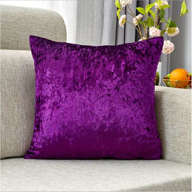 (Covers Only) Set of 2 Flat Square Velvet Pillow Covers, Purple