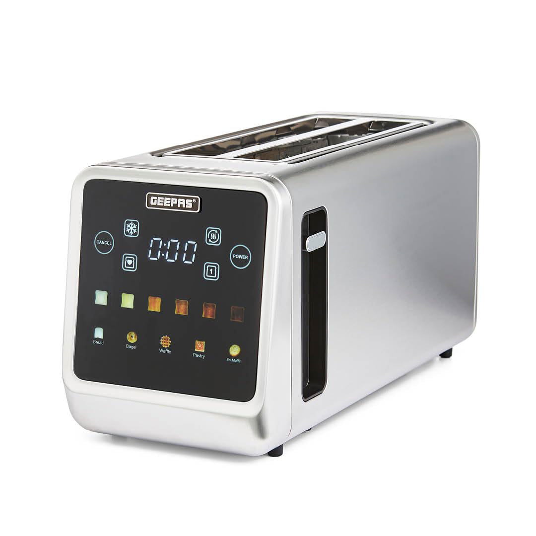 Toaster Mit Led Display GEEPAS 5-in-1 DIGITAL 4 Slice Long Slot Toaster Stainless Steel Housing ...