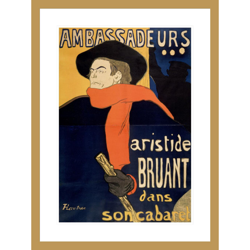 Ambasseurs: Aristide Bruant par Henri de Toulouse-Lautrec, impression giclée encadrée, H 29,5 po x l 22,12 po